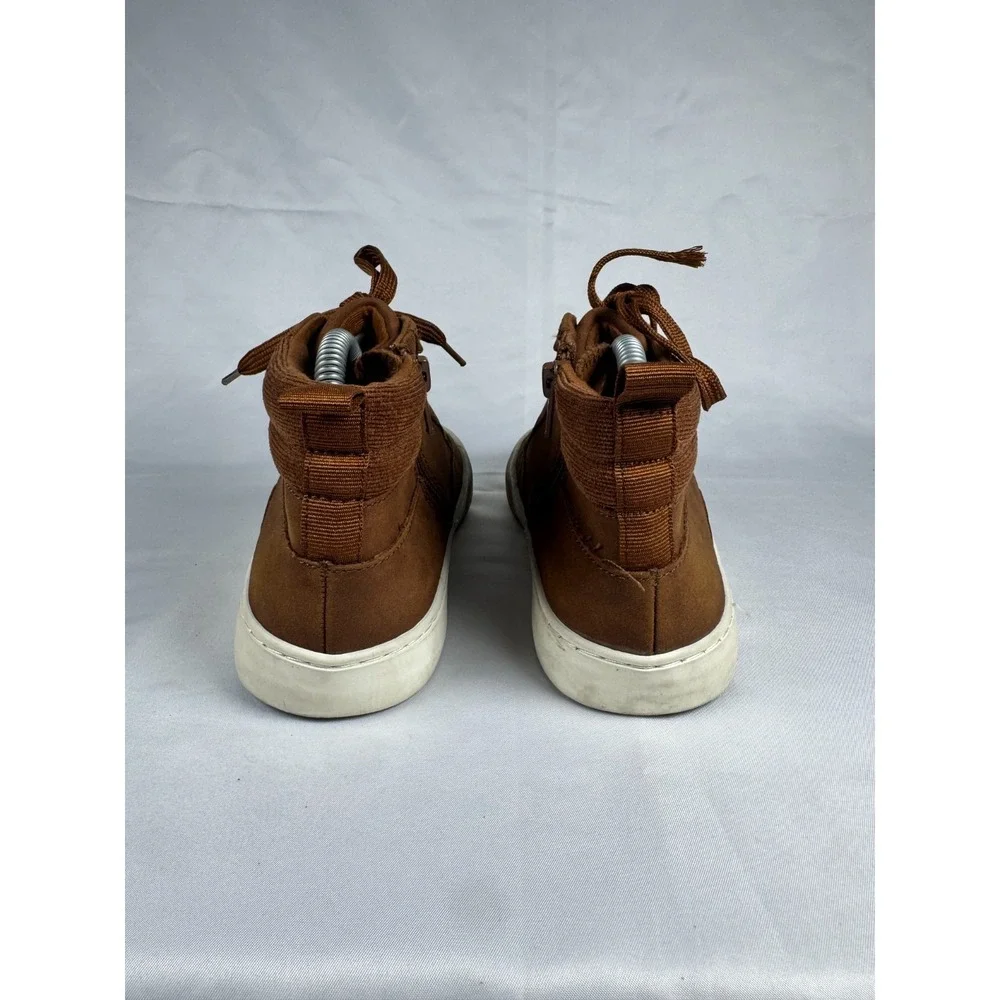 Cat & Jack Kids US 4 Sneaker Cognac Brown Faux Leather Round Toe Side Zip Boot